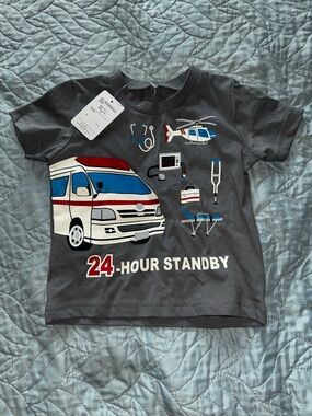 Kids Gray '24-Hour Standby' Emergency Vehicle Tee